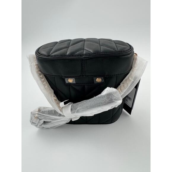 Karl Lagerfeld Paris Black Quilted Bucket Crossbody Bag with Gold Hardware - Picture 3 of 6